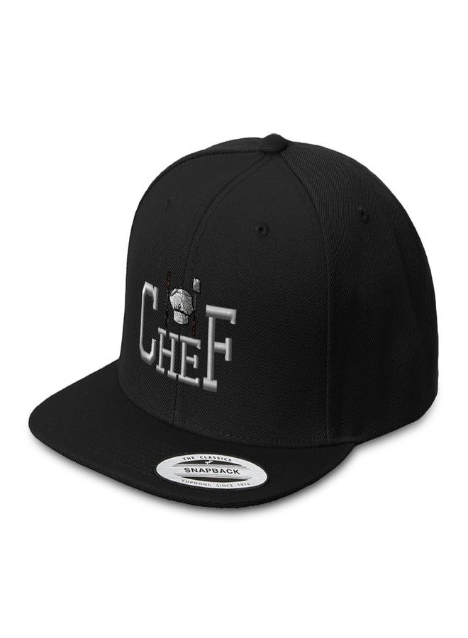 Speedy Pros Snapback Hats for Men & Women Chef Cooking Cook A Embroidery Acrylic Flat Bill Baseball Cap Black - Image 1